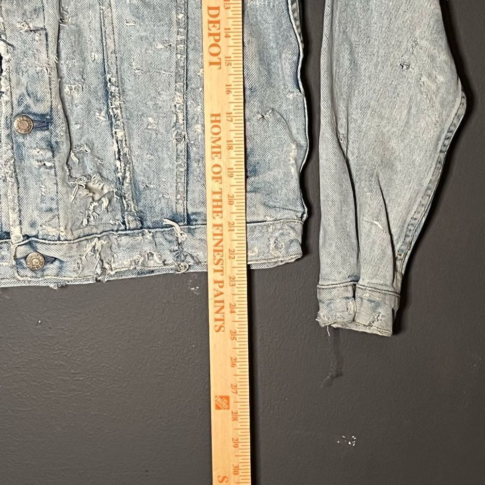Vintage Paradise France Handmade Distressed Denim Jacket With Vintage Bandana Pa - Picture 6 of 9